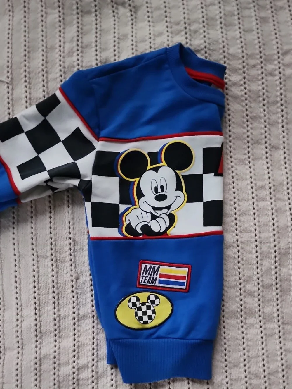Disney Mickey Mouse 500 Racing Sweatshirt Checkered Blue Toddler 3T